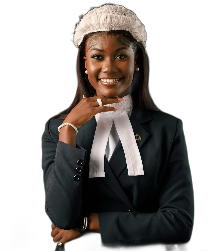 Maame Serwaa in wig and gown